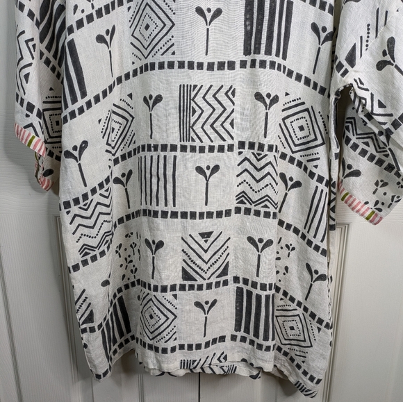 Gudrun Sjödén Tunic Dress Large Block Print Linen Lagenlook Art to Wear Scandi - Picture 5 of 15